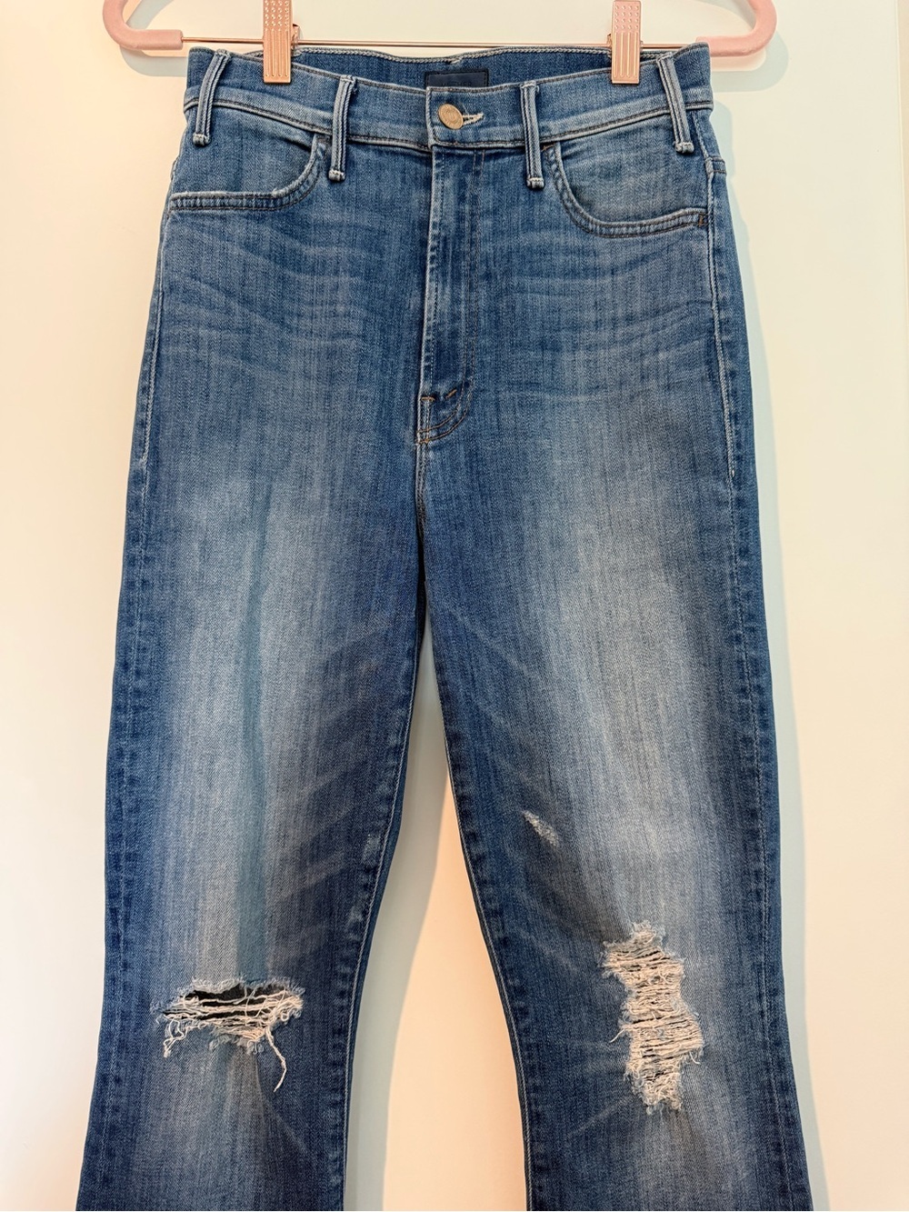 MOTHER The Hustler Ankle Chew Distressed Flare Jeans Size 25 - Picture 2 of 11